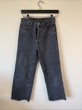 Denim Forum Farrah High-Rise Wide Leg Washed Black Jeans Size 26